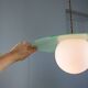 Mid-Century Italian Brass and Opaline Angel Pendant Lamp