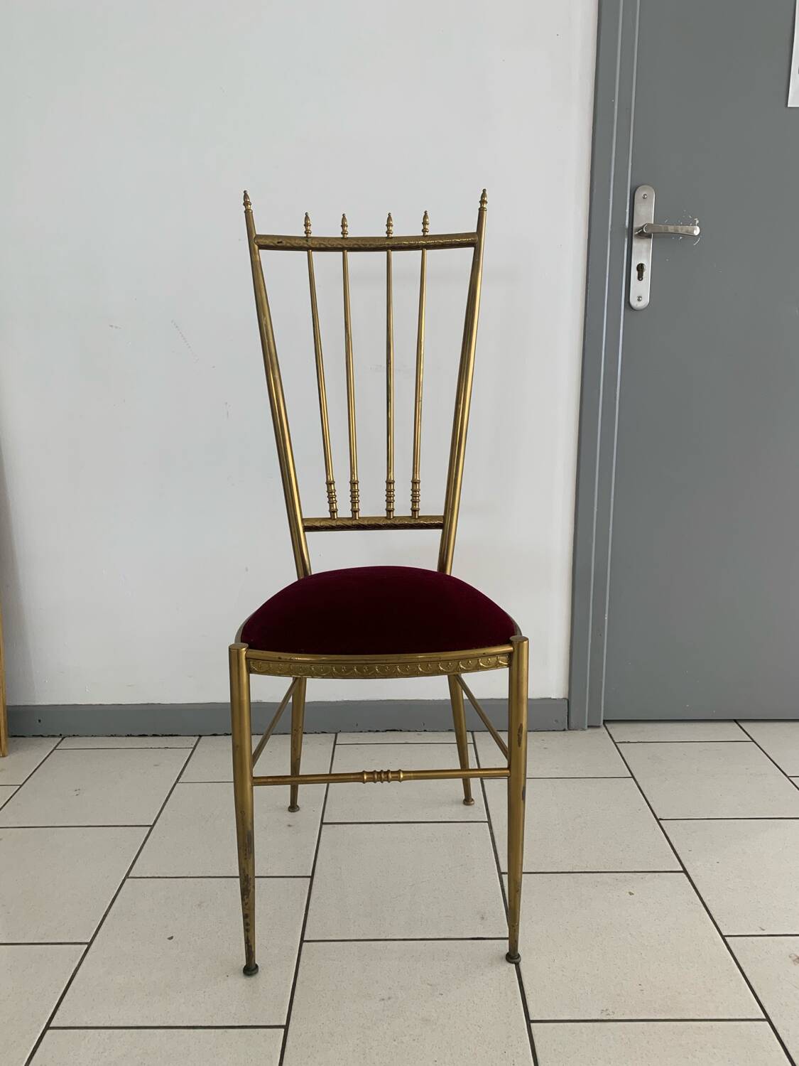 Vintage Chiavari Velvet Chair Circa 1960 Italy