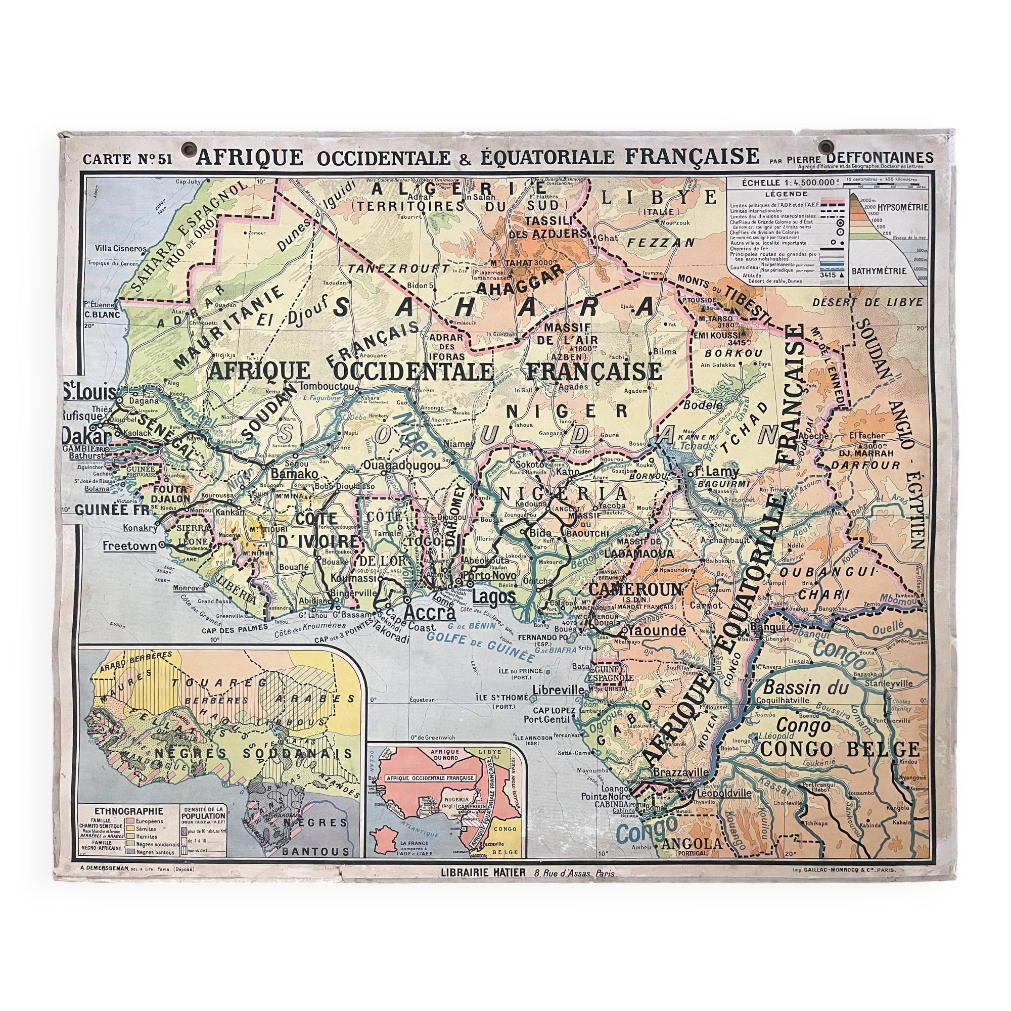 Old school map Hatier 51, 1930, Equatorial West Africa