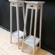 Pair of harnesses, pedestal table with plants, vintage wooden
