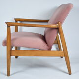 Original GFM-64 model, designer E.Homa, 1960s, upholstered, pink velvet