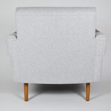 Mid-century modern armchair, restored, 1960, light grey