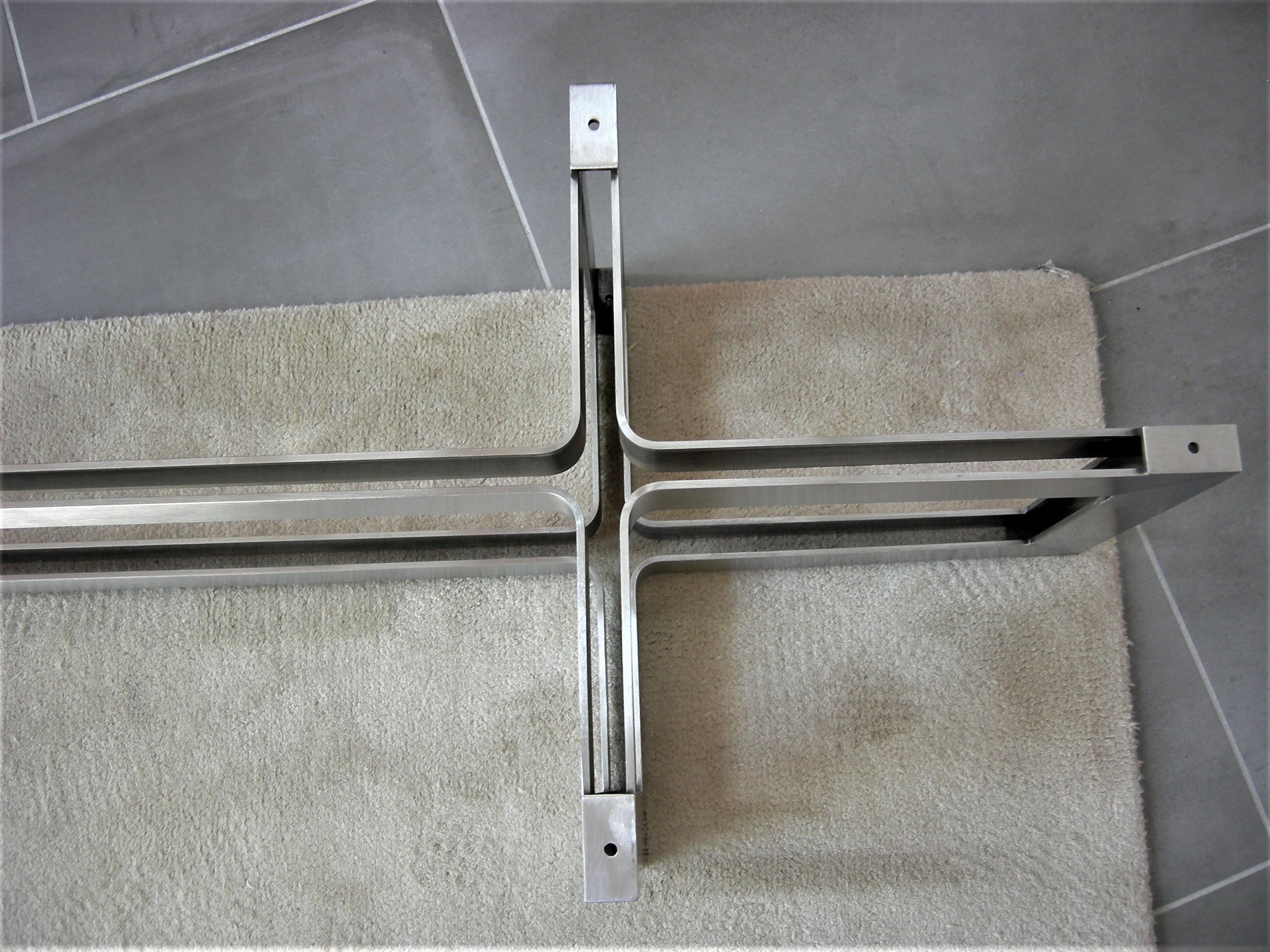 Brushed metal coffee table and smoked glass 70 years