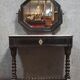 Napoleon III style dressing table in blackened wood, featuring an elegant octagonal mirror