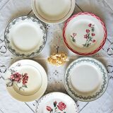 Old flat plates mismatched in earthenware