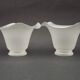 Set of 2 French Mid-Century Frilled White Glass Chandelier Shades