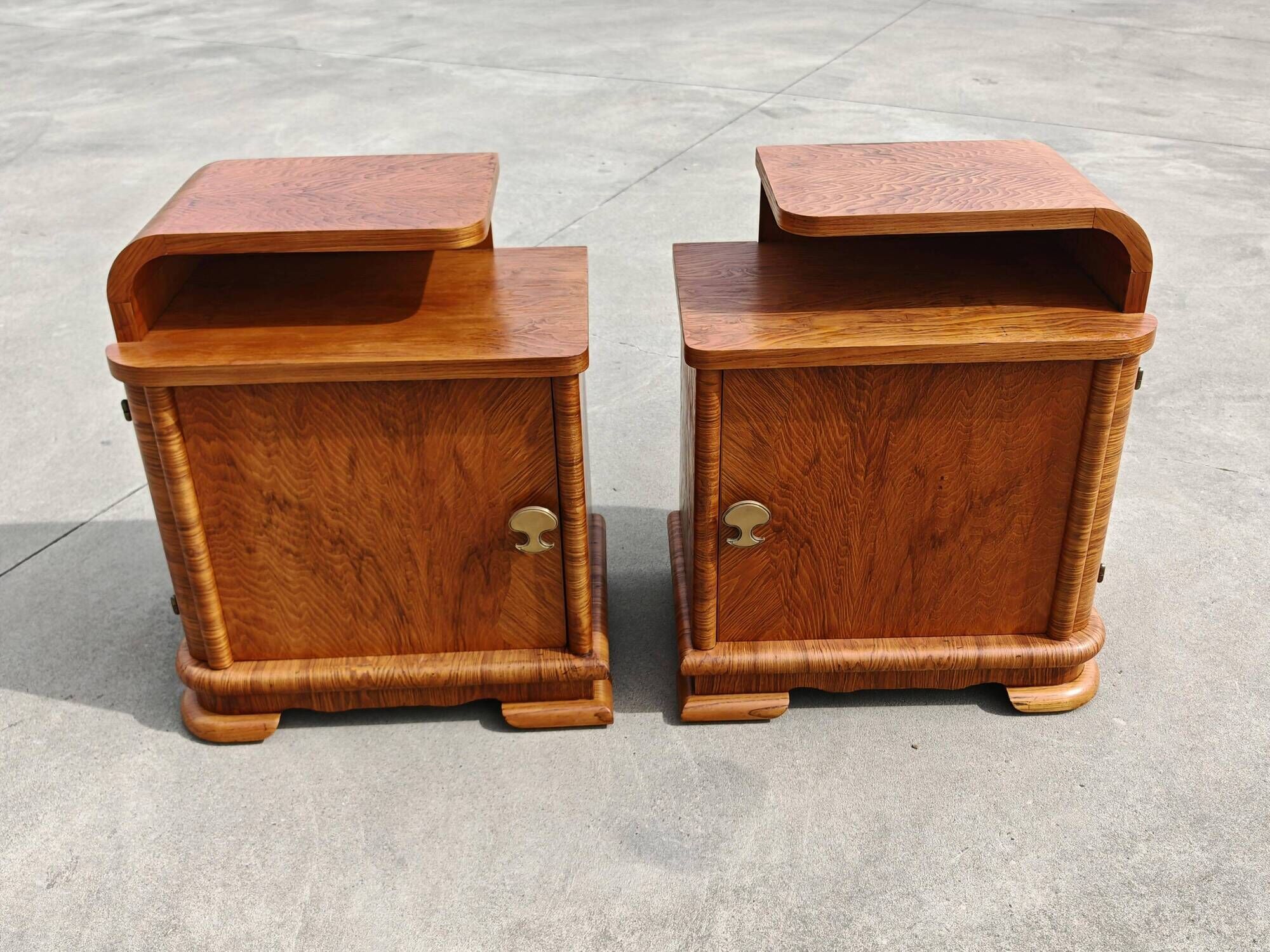 Pair of Art Deco bedside tables renovated in ash, 1930s.