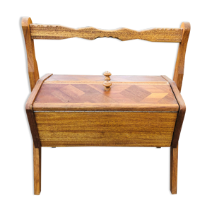 Travailleuse vintage en bois massif