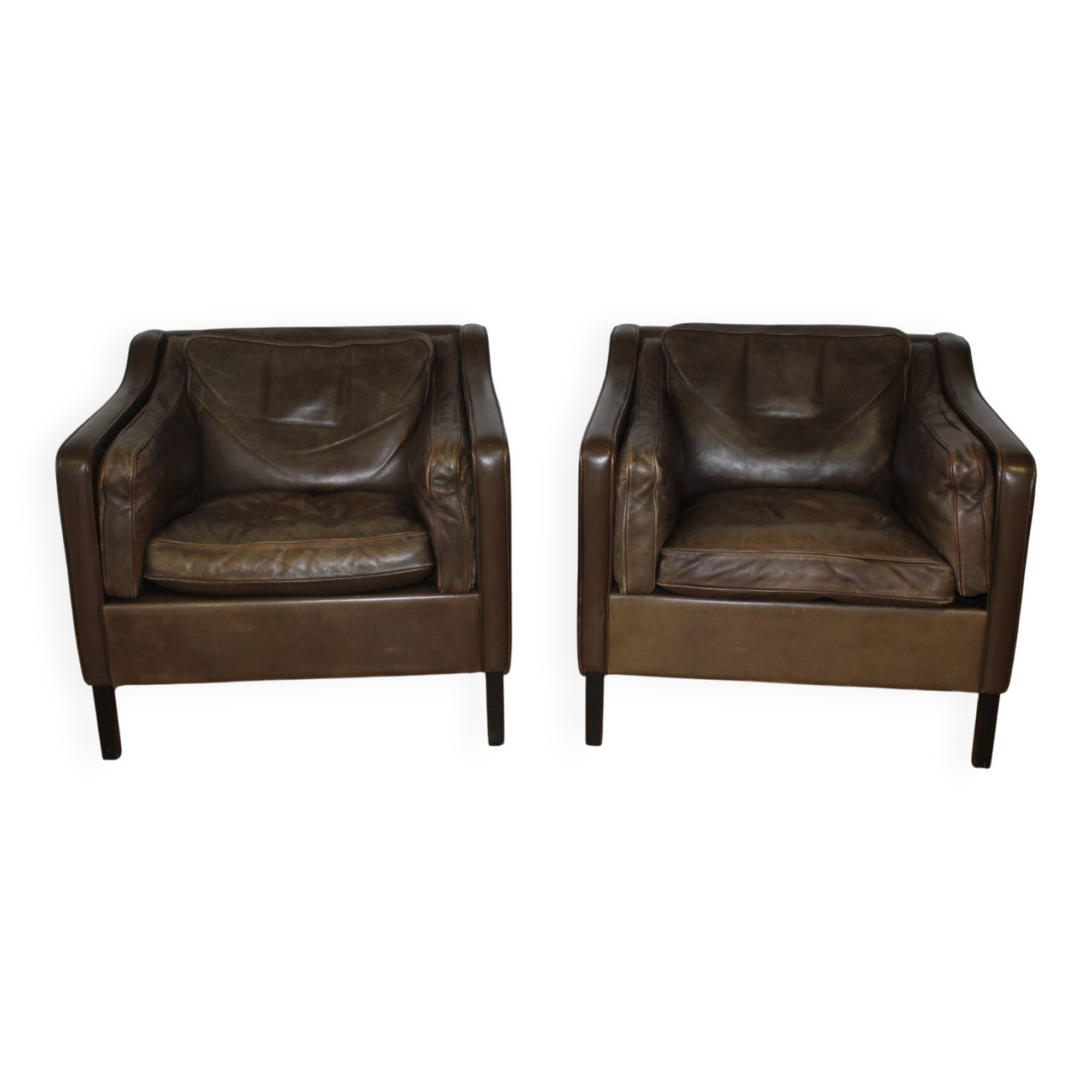 Pair of leather armchairs by Borge Mogensen circa 1970
