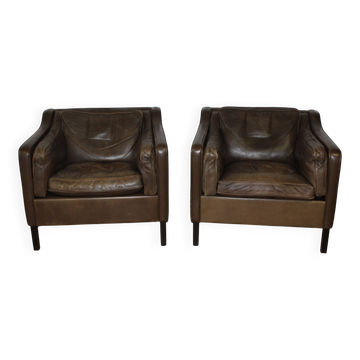 Paire de fauteuils en cuir par Borge Mogensen vers 1970
