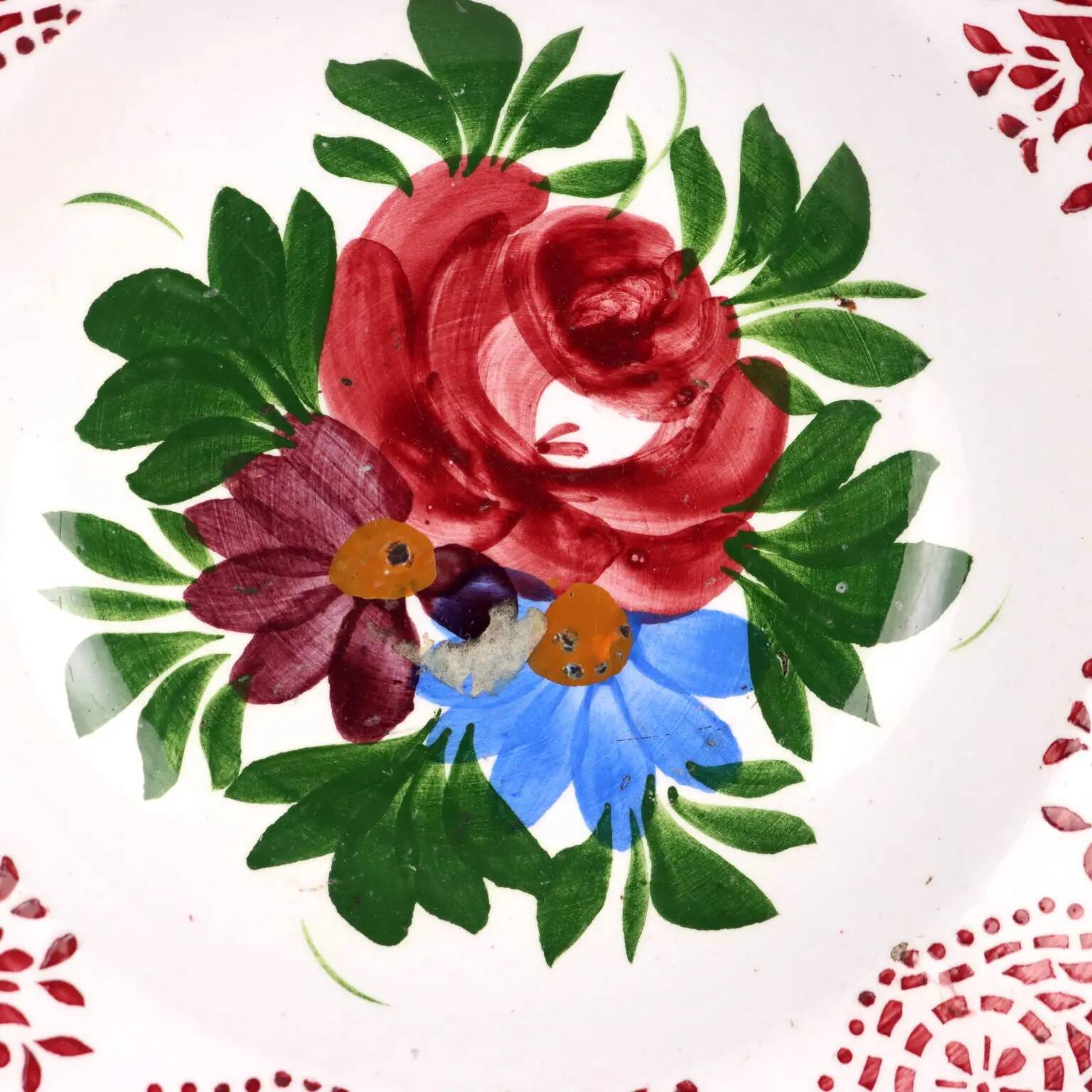 Antique majolica ceramic plate, France, 20th century