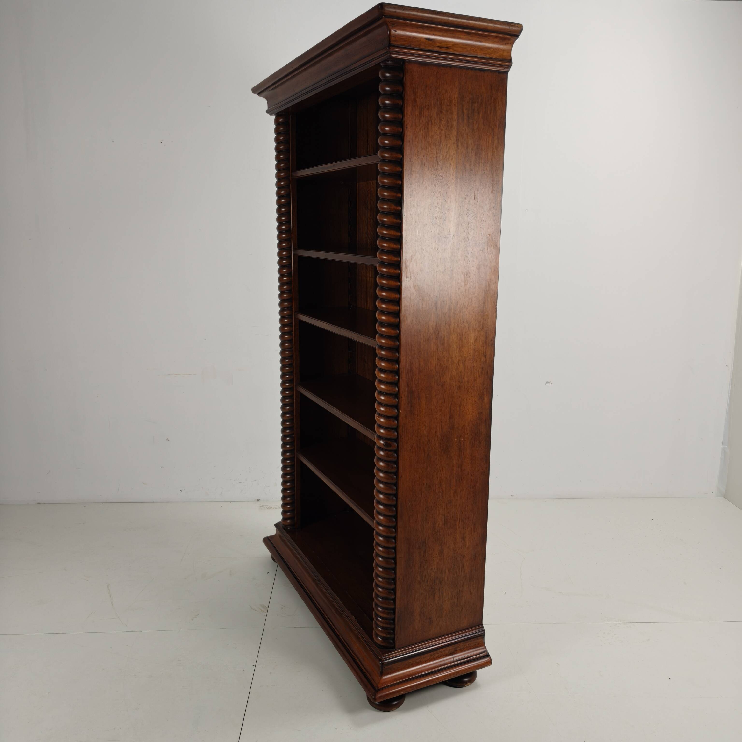 Barley Twist Open Bookcase – Solid Walnut, circa 1930