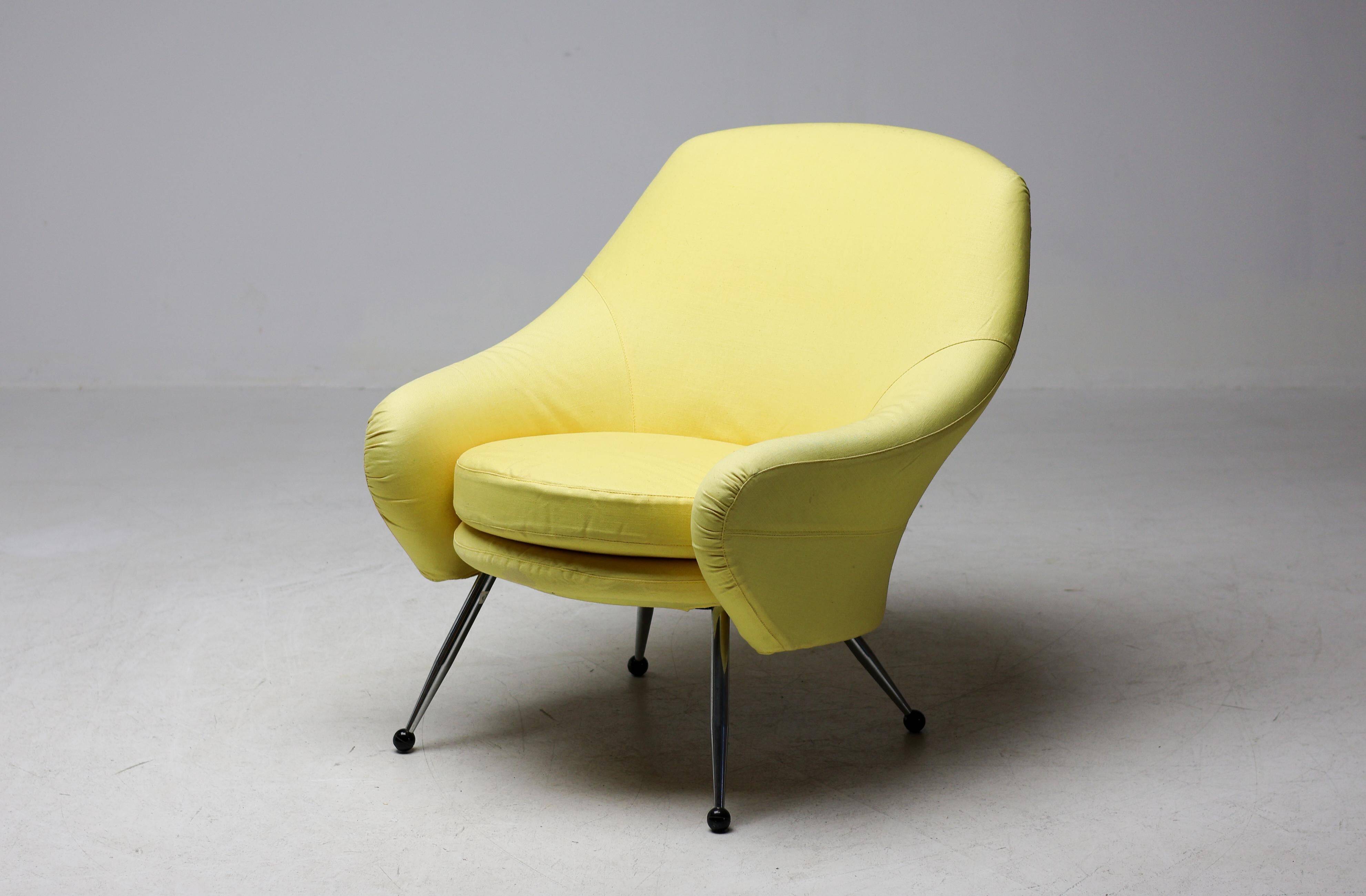 Chair Marco Zanuso Martingala - Bright yellow cotton fabric