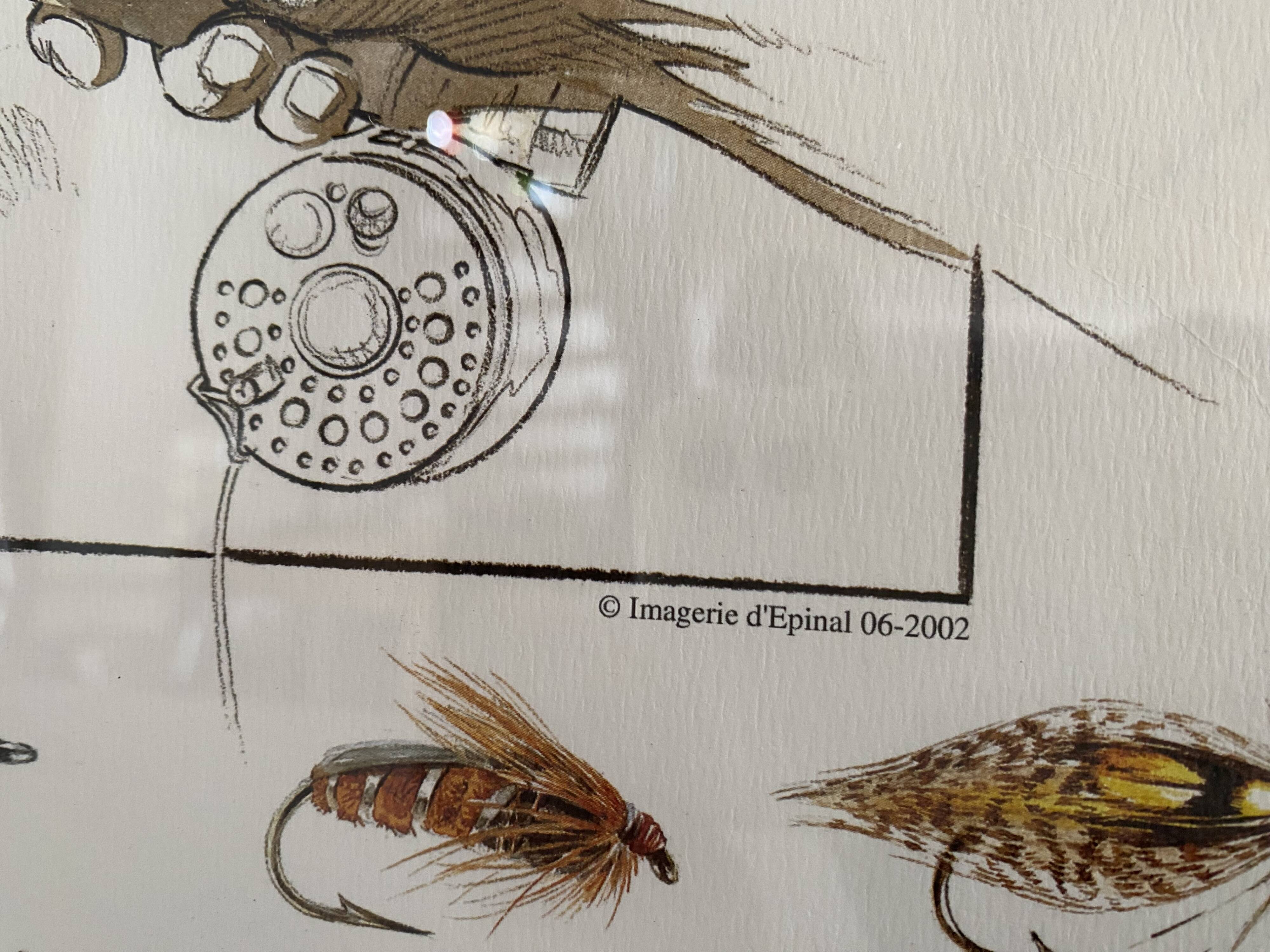 Tableau Image d'Épinal "La Pêche à la Mouche" Olivier Claudon