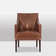 Lintello. Pair of camel leather armchairs. 1970s.