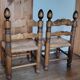 Pair of low bobbin turned wood chairs