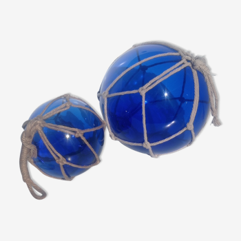 Two blue trawler balls