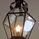 Hexagonal shaped copper and glass hanging lantern