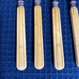 Set of 6 silver metal forks and monogram bone handle DE