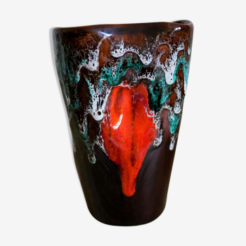 Vase Vallauris Brown vintage red