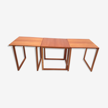 Teak pull-out tables by Kai Kristiansen for Vildbjerg Møbelfabrik, Denmark