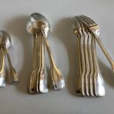 Set de 6 fourchettes, 6 cuillères, 6 petites cuillères modernistes en métal argenté