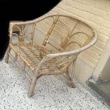 Rattan wicker armchair from the 60s/70s