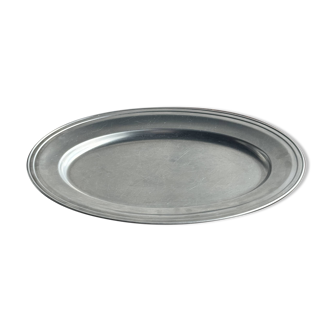 Grand plat ovale en métal argenté Guy Degrenne Inox 18-10 Made in France