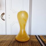 Vintage tulip shaped vase with flat base, in frosted (matte) blown glass
