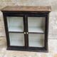 Vitrine antique, armoire suspendue, bois de pin, noir mat