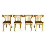 Série de 4 chaises Thonet Art déco bistrot blondes 1930