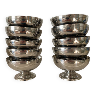 Stainless steel ice cream bowls by Guy Degrenne