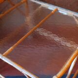 Bamboo and frosted glass fine serving trolley, 1960s