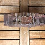 Ancien vase soliflore forme lotus verre moulé rose vintage