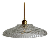 Suspension abat-jour vintage en verre moulé - collection vaisselle -