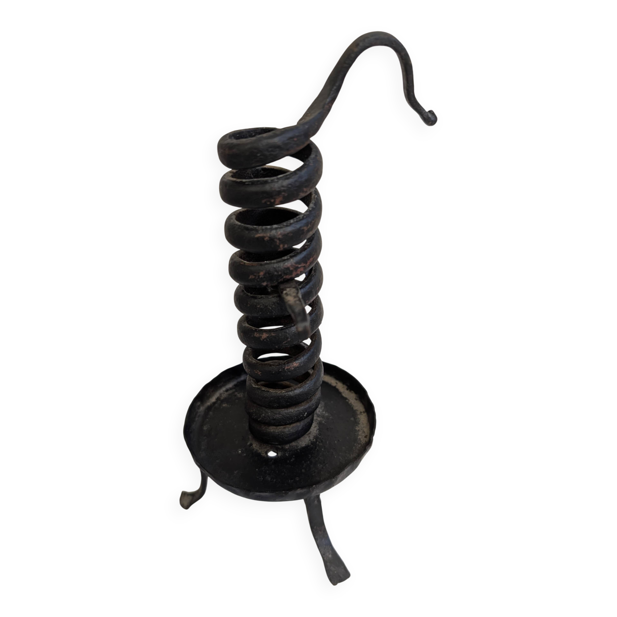Vintage brutalist wrought iron candlestick