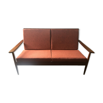 Two-seater Scandinavian teak bench, 1960s