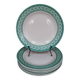 Set of 8 KIFO L'Amandinoise flat plates with green leaf decor