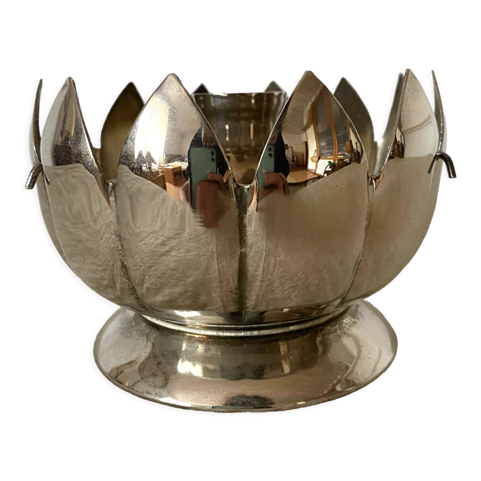 80s lotus flower candle holder