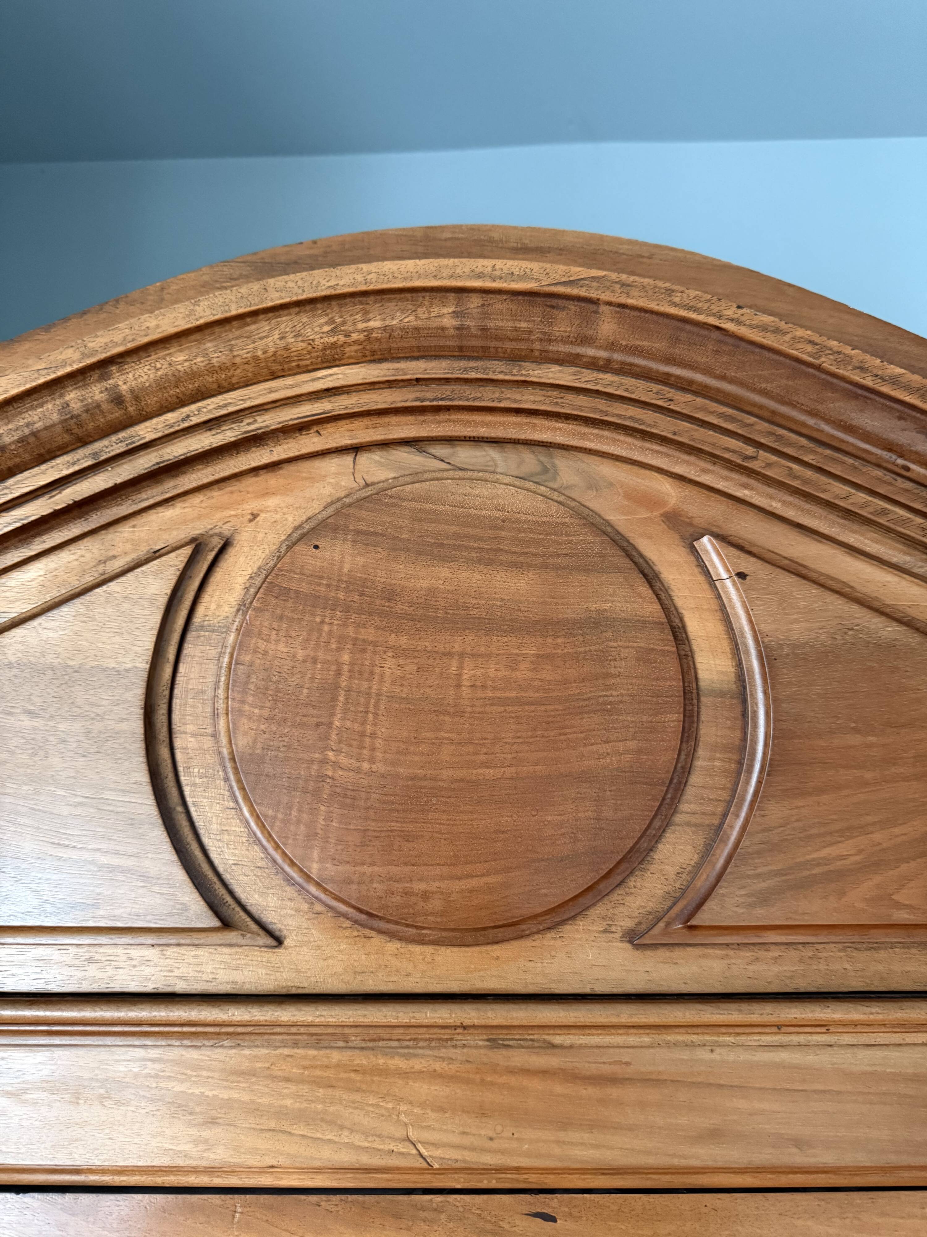 Antique Parisian wardrobe in solid wood – bevelled mirror