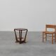 Art Deco Oak Side Table with Sculptural Base and Geometric Top, Belgium ca.