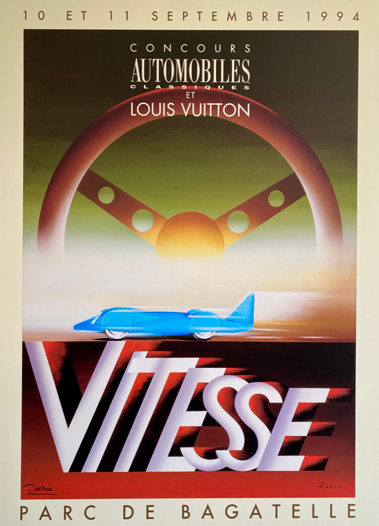 Razzia Large Format Poster - Concours automobiles et Louis Vuitton - Signed by the artist - On linen