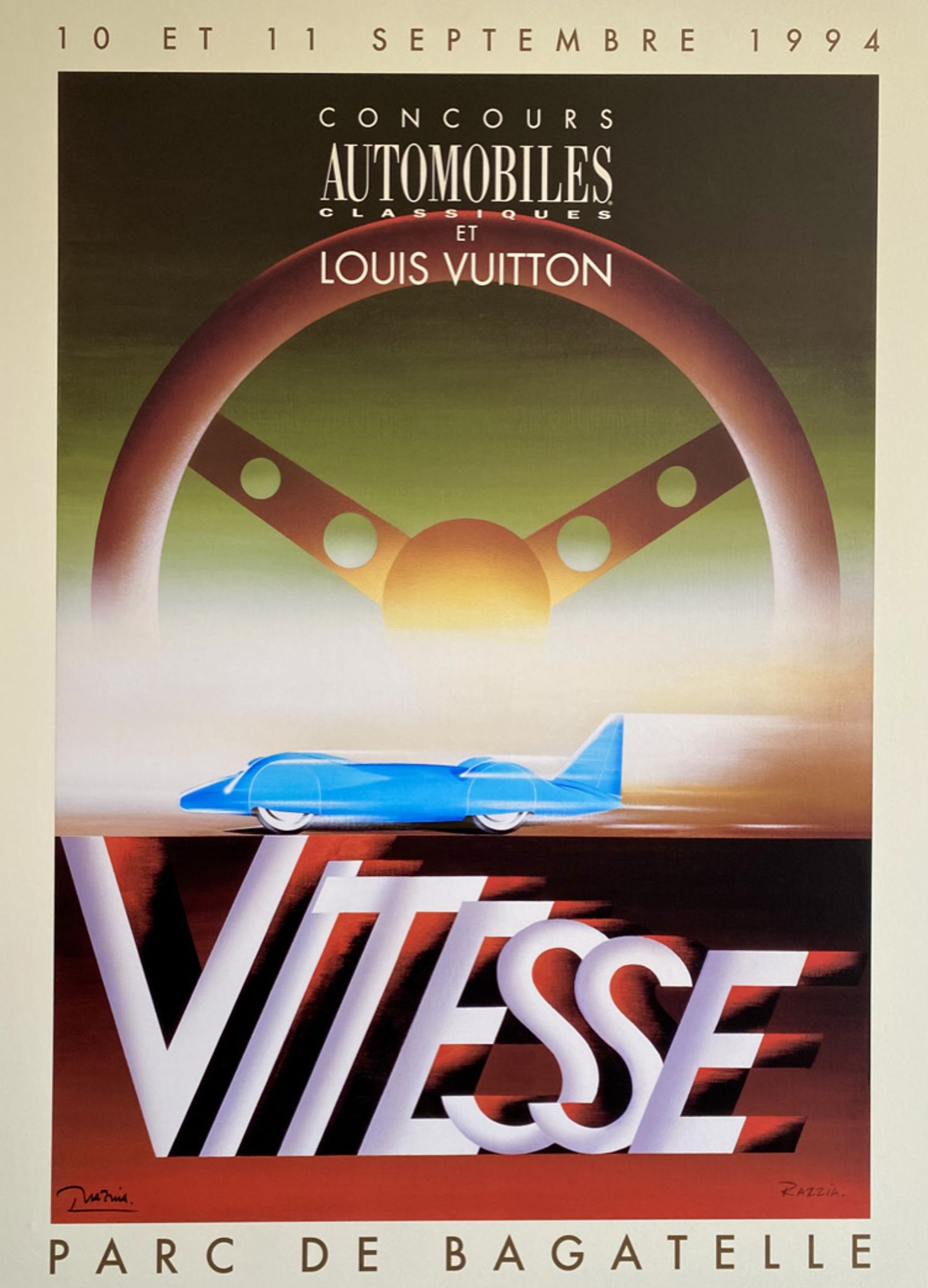 Razzia Large Format Poster - Concours automobiles et Louis Vuitton - Signed by the artist - On linen