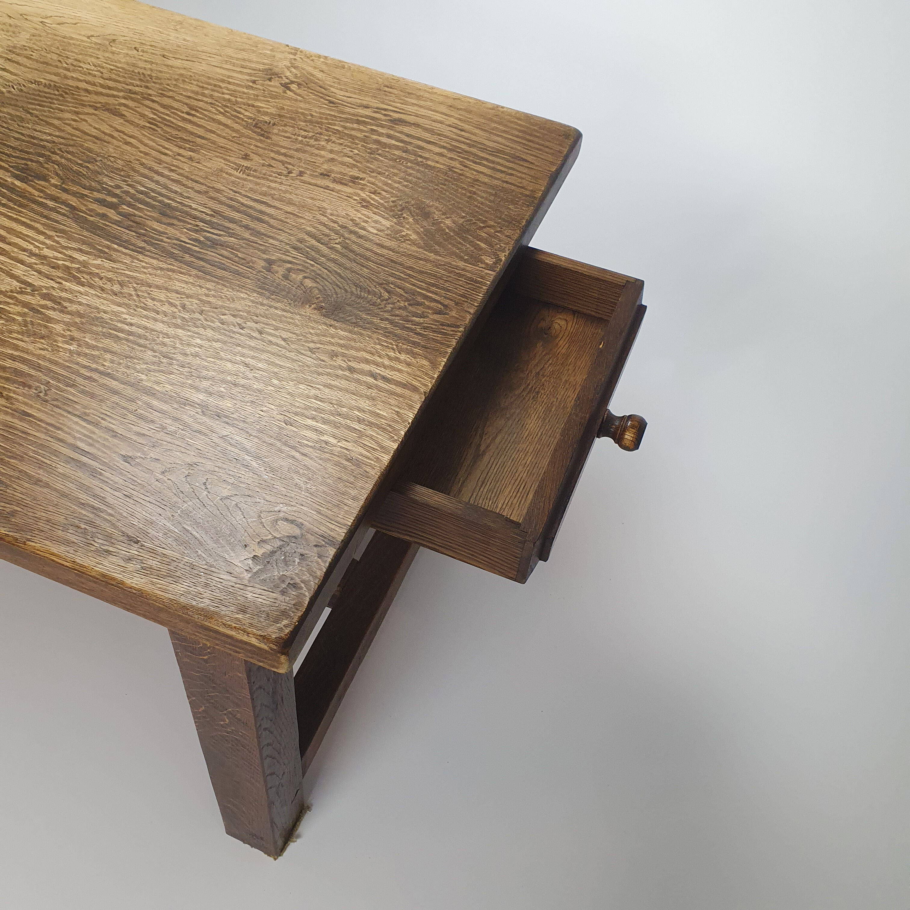 Mid Century Modernist Solid Oak Dining Table, 1960's