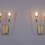 Pair of double brass sconces