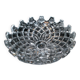 Vierzon round molded glass compote dish with diamond points