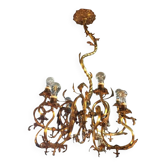 Lustre Napoléon III en bronze, style Louis XV torsade rocaille baroque, 189