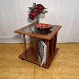 Mid century retro vintage teak coffee table with magazine rack or record 1960