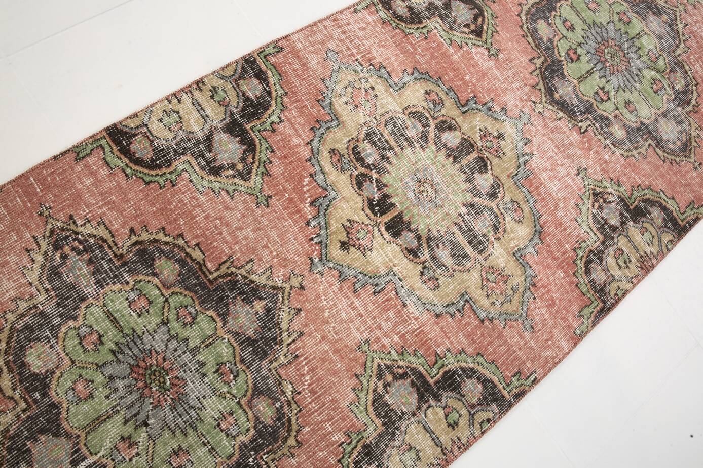 3x12 Rug For Hallway Dark Salmon  Persian Turkish Runner Rug, 82x364Cm SK 5242