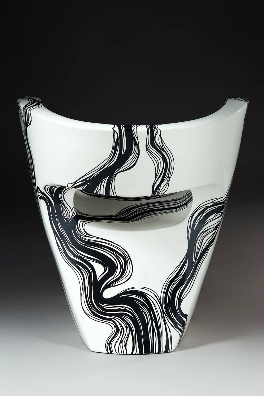 Smoke - Little Albert armchair by Ron Arad, hand painted, Signed Amane